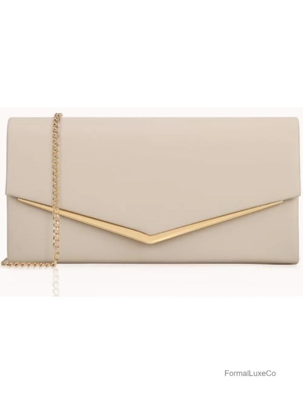 Vegan Leather Evening Clutch Purse with Gold-Tone Hardware